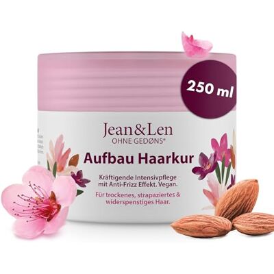 Jean & Len Amandel en keratine haarbalsem voor sterk beschadigd haar, herstelt en vermindert gespleten punten en breuk, maakt de haarstructuur glad, vrij van parabenen en siliconen, Jean & Len Amandel en keratine haarbalsem voor sterk beschadigd haar, herstelt en vermindert gespleten punten en breuk, maakt de haarstructuur glad, vrij van parabenen en siliconen,