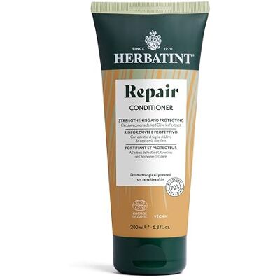 Herbatint Repair Conditioner Biologische balsem – 200 ml, voedt en herstelt gestrest, droog en beschadigd haar, 99% natuurlijke ingrediënten, met extracten van moringa, olijf, jojoba en aloë vera Herbatint Repair Conditioner Biologische balsem – 200 ml, voedt en herstelt gestrest, droog en beschadigd haar, 99% natuurlijke ingrediënten, met extracten van moringa, olijf, jojoba en aloë vera