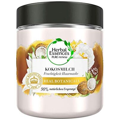 Herbal Essences Pure Renew Hydraterend masker, 250 ml, kokosmelk, haarverzorging, glans, droog haar, aloë vera, haarkuur Herbal Essences Pure Renew Hydraterend masker, 250 ml, kokosmelk, haarverzorging, glans, droog haar, aloë vera, haarkuur