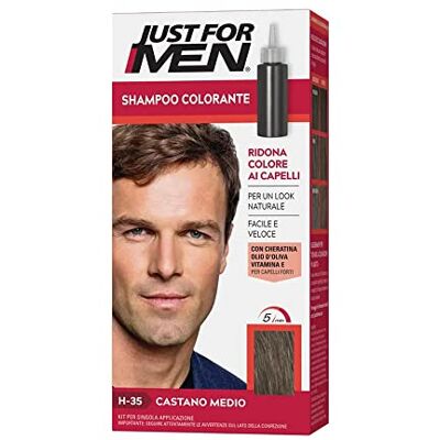 Just for men Gelkleurstof, semi-permanente kleur voor mannenhaar, zonder ammoniak, met keratine en vitamine E, middenbruin, H35 Just for men Gelkleurstof, semi-permanente kleur voor mannenhaar, zonder ammoniak, met keratine en vitamine E, middenbruin, H35