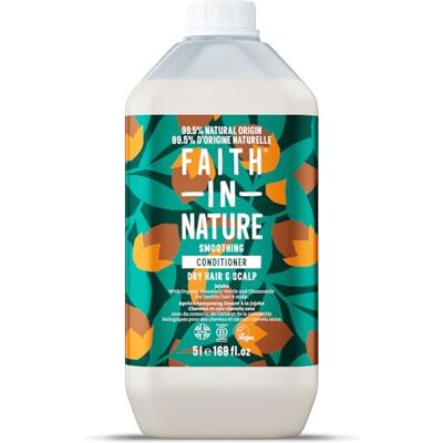 FAITH IN NATURE Natuurlijke Jojoba-balsem, gladmakend, veganistisch en niet getest op dieren, SLS en parabenen, normaal of droog haar, navulbare fles van 5 l FAITH IN NATURE Natuurlijke Jojoba-balsem, gladmakend, veganistisch en niet getest op dieren, SLS en parabenen, normaal of droog haar, navulbare fles van 5 l