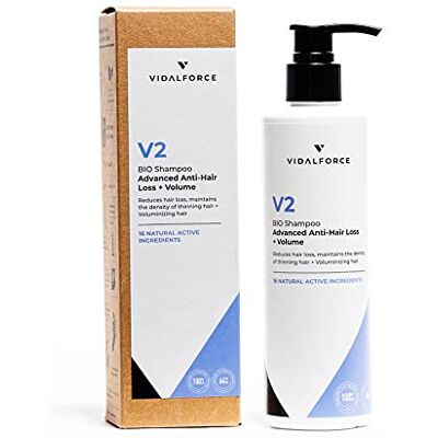 VIDALFORCE Biologische shampoo V2, geavanceerde uitval, direct volume met gehydrolyseerde plantaardige eiwitten VIDALFORCE Biologische shampoo V2, geavanceerde uitval, direct volume met gehydrolyseerde plantaardige eiwitten