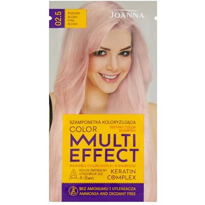 Joanna Multi Effect gekleurde shampoo haarkleurshampoo in zakje houdbaarheid 4-8 wasbeurten kleuring zonder ammoniak en oxidanten roze blond Joanna Multi Effect gekleurde shampoo haarkleurshampoo in zakje houdbaarheid 4-8 wasbeurten kleuring zonder ammoniak en oxidanten roze blond