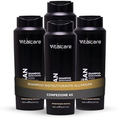 Vitalcare Imperial Argan Herstructurerende shampoo voor droog en beschadigd haar, herstructurerende shampoo met arganolie, 4 x 500 ml Vitalcare Imperial Argan Herstructurerende shampoo voor droog en beschadigd haar, herstructurerende shampoo met arganolie, 4 x 500 ml