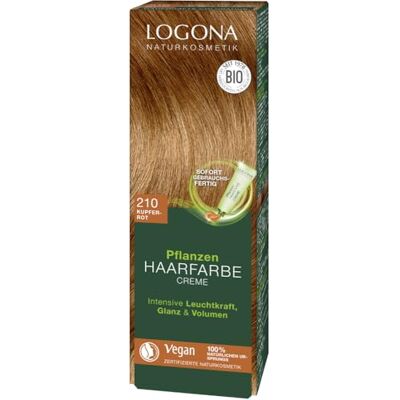 LOGONA Naturkosmetik Plant haarverf crème 210 koperrood, rode natuurlijke haarverf met henna, kleurcrème Indian Summer, duurzame kleuring, 150 ml LOGONA Naturkosmetik Plant haarverf crème 210 koperrood, rode natuurlijke haarverf met henna, kleurcrème Indian Summer, duurzame kleuring, 150 ml