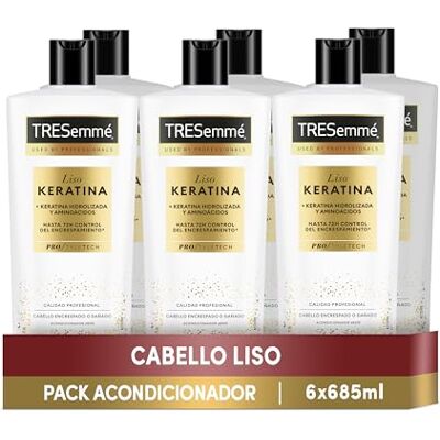 TRESemmé Gladde keratine conditioner voor kroeshaar of beschadigd haar met marulaolie en keratine, 6 x 685 ml TRESemmé Gladde keratine conditioner voor kroeshaar of beschadigd haar met marulaolie en keratine, 6 x 685 ml