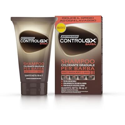 Just for men Control GX Gradual baardkleurshampoo, vermindert geleidelijk grijze haren bij elke wasbeurt voor een natuurlijke look, geschikt voor alle tinten, 118 ml Just for men Control GX Gradual baardkleurshampoo, vermindert geleidelijk grijze haren bij elke wasbeurt voor een natuurlijke look, geschikt voor alle tinten, 118 ml