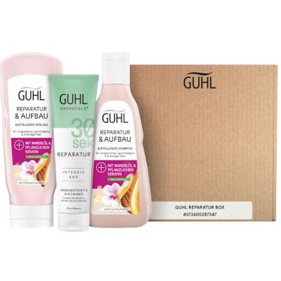Guhl Reparatieset Inhoud: shampoo, conditioner en kuur 550 ml Haartype: beschadigd, belast Guhl Reparatieset Inhoud: shampoo, conditioner en kuur 550 ml Haartype: beschadigd, belast