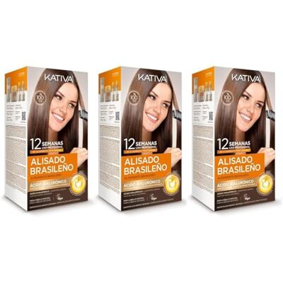 KATIVA Braziliaanse stijltang professionele behandeling thuis tot 12 weken houdbaarheid keratine rechttrekken 3 stuks KATIVA Braziliaanse stijltang professionele behandeling thuis tot 12 weken houdbaarheid keratine rechttrekken 3 stuks