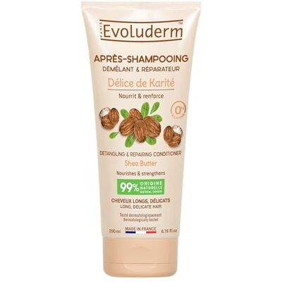 Evoluderm Ontwarrende & herstellende conditioner Shea Delight – 200 ml – 95% natuurlijke oorsprong – veganistisch – gemaakt in Frankrijk Evoluderm Ontwarrende & herstellende conditioner Shea Delight – 200 ml – 95% natuurlijke oorsprong – veganistisch – gemaakt in Frankrijk