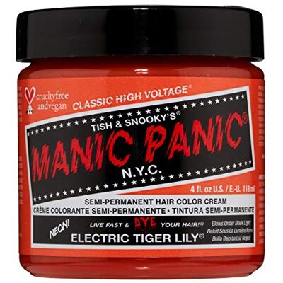 Manic Panic , Electric Tiger Lily Classic Crème, Veganistisch, Proefdierenvrij, Oranje, Semi-Permanent, haarverf, 118 ml Manic Panic , Electric Tiger Lily Classic Crème, Veganistisch, Proefdierenvrij, Oranje, Semi-Permanent, haarverf, 118 ml
