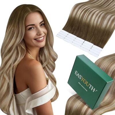 Easyouth Haarverlenging, bruin tot blond, balayage, haarverlenging, echt haar, 40 cm, 20 stuks, 40 g, natuurlijke en schaduwrijke haarverlenging Easyouth Haarverlenging, bruin tot blond, balayage, haarverlenging, echt haar, 40 cm, 20 stuks, 40 g, natuurlijke en schaduwrijke haarverlenging