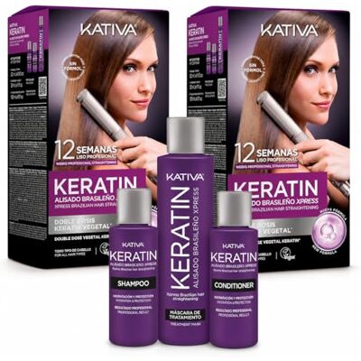 KATIVA Keratine Braziliaanse Smoothing Xpress Formele Keratine Behandeling Pack van 2 KATIVA Keratine Braziliaanse Smoothing Xpress Formele Keratine Behandeling Pack van 2