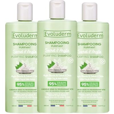 Evoluderm Zuiverende shampoo Rituel d'Argile 400 ml 96% natuurlijke oorsprong veganistisch gemaakt in Frankrijk 3 x 400 ml Evoluderm Zuiverende shampoo Rituel d'Argile 400 ml 96% natuurlijke oorsprong veganistisch gemaakt in Frankrijk 3 x 400 ml