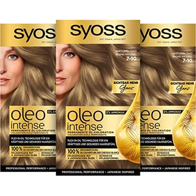 Syoss Oleo Intense olieverf 7-10 natuurlijk blond niveau 3 (115 ml), permanente kleuring met voedende olie, ammoniakvrije kleuring Syoss Oleo Intense olieverf 7-10 natuurlijk blond niveau 3 (115 ml), permanente kleuring met voedende olie, ammoniakvrije kleuring