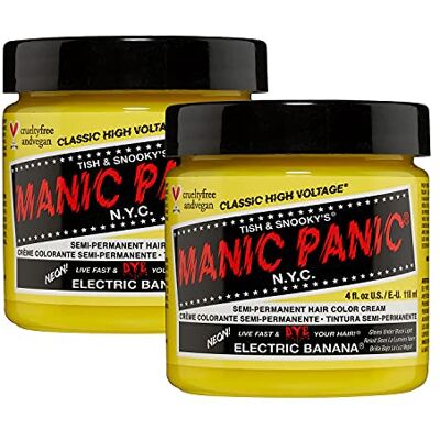 Manic Panic Electric Banana Classic Creme Vegan Cruelty Free Yellow Semi Permanent Hair Dye 2 x 118ml Manic Panic Electric Banana Classic Creme Vegan Cruelty Free Yellow Semi Permanent Hair Dye 2 x 118ml