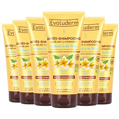 Evoluderm Conditioner Monoi met Folie 200 ml 99% natuurlijke oorsprong Veganistisch Gemaakt in Frankrijk Set van 6 x 200 ml Evoluderm Conditioner Monoi met Folie 200 ml 99% natuurlijke oorsprong Veganistisch Gemaakt in Frankrijk Set van 6 x 200 ml