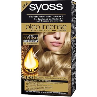 Syoss Oleo Intense langdurige haarkleur met 8-05 oliën, blond, beige Syoss Oleo Intense langdurige haarkleur met 8-05 oliën, blond, beige