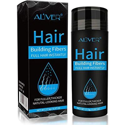 ALIVER Dunner wordend donkerblond haar, voor het verdikken van vol haar en haar in 15 seconden, verdikking van het haar, natuurlijk volumepoeder, 27,5 g haarvezels en ALIVER Dunner wordend donkerblond haar, voor het verdikken van vol haar en haar in 15 seconden, verdikking van het haar, natuurlijk volumepoeder, 27,5 g haarvezels en