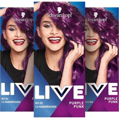 LIVE Schwarzkopf Ultra Brights Semi-permanente haarverf 094 punkpaars (3 x 142,5 ml) voor intensieve of pastelkleurresultaten, houdt 12-15 wasbeurten, met conditioner LIVE Schwarzkopf Ultra Brights Semi-permanente haarverf 094 punkpaars (3 x 142,5 ml) voor intensieve of pastelkleurresultaten, houdt 12-15 wasbeurten, met conditioner