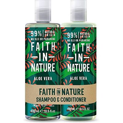 FAITH IN NATURE Natuurlijke aloë vera shampoo & conditionerset, regenererend, veganistisch & zonder dierproeven, vrij van parabenen en SLS, voor normaal tot droog haar, 2 x 400 ml FAITH IN NATURE Natuurlijke aloë vera shampoo & conditionerset, regenererend, veganistisch & zonder dierproeven, vrij van parabenen en SLS, voor normaal tot droog haar, 2 x 400 ml