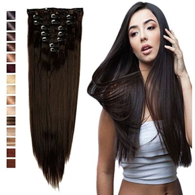 S-noilite Clip-in Hairextensions Natuurlijk Haar Clip in Hair Extensions Volledig Hoofd 8 banen 18 Clips 58 cm Recht Donkerbruin S-noilite Clip-in Hairextensions Natuurlijk Haar Clip in Hair Extensions Volledig Hoofd 8 banen 18 Clips 58 cm Recht Donkerbruin