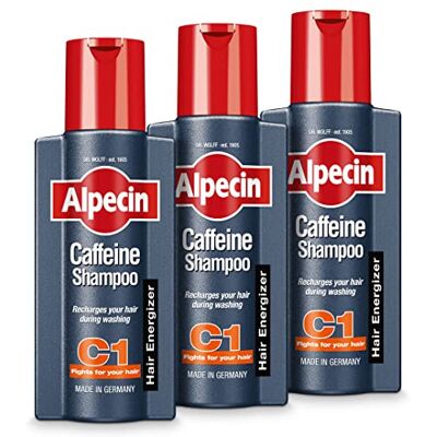Alpecin C1 Cafeïne Shampoo 3 x 250 ml Voorkomt en vermindert haaruitval Energizer voor sterk haar Natuurlijke haargroei shampoo voor mannen Alpecin C1 Cafeïne Shampoo 3 x 250 ml Voorkomt en vermindert haaruitval Energizer voor sterk haar Natuurlijke haargroei shampoo voor mannen