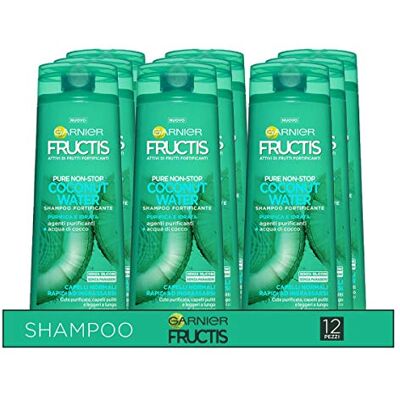 Garnier Multi Pack Fructis Pure Non Stop Shampoo Coconut Water Noten, Shampoo voor normaal haar, neigt naar vet 250 ml, 12 stuks Garnier Multi Pack Fructis Pure Non Stop Shampoo Coconut Water Noten, Shampoo voor normaal haar, neigt naar vet 250 ml, 12 stuks