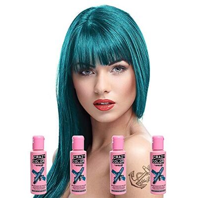 Crazy Color Peacock Blue 45 Set 4 stuks 100 ml haarproducten Crazy Color Peacock Blue 45 Set 4 stuks 100 ml haarproducten