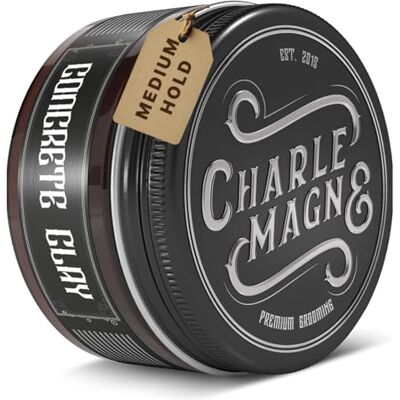 Charlemagne Concrete Clay Pomade voor heren, gemiddelde grip, 100 ml, ledergeur, stylingcrème op waterbasis voor heren, ontwikkeld door kappers, made in Germany Charlemagne Concrete Clay Pomade voor heren, gemiddelde grip, 100 ml, ledergeur, stylingcrème op waterbasis voor heren, ontwikkeld door kappers, made in Germany