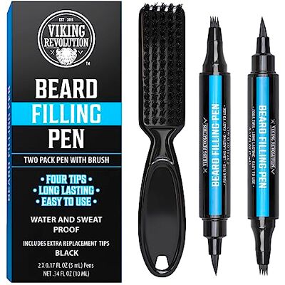 Viking Set van 2 baardstiften voor heren, Lapiz para Barba de Hombre, baardvulpenset, waterdicht, Long Lasting Beard Filler met borstel Viking Set van 2 baardstiften voor heren, Lapiz para Barba de Hombre, baardvulpenset, waterdicht, Long Lasting Beard Filler met borstel