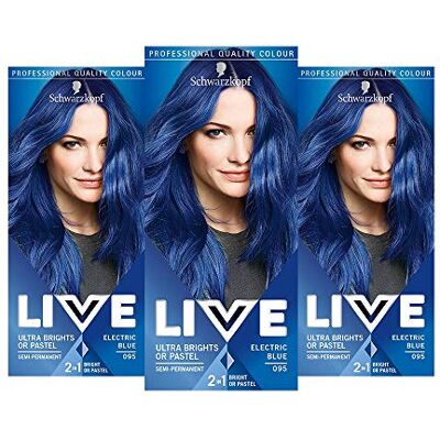 LIVE Schwarzkopf 3 x Schwarzkopf Ultra Brights or Pastel Electric Blue 95 Schwarzkopf LIVE Schwarzkopf 3 x Schwarzkopf Ultra Brights or Pastel Electric Blue 95 Schwarzkopf