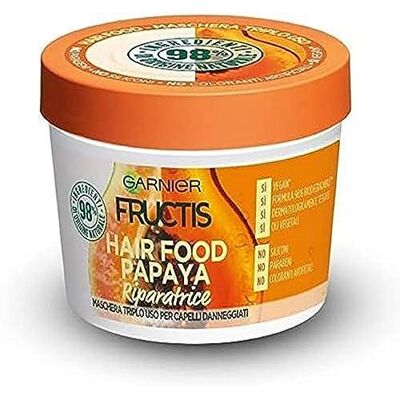 Garnier Hair Food Masque réparateur 3 en 1 avec formule végétalienne pour cheveux endommagés, papaye, 390 ml, lot de 1 Garnier Hair Food Masque réparateur 3 en 1 avec formule végétalienne pour cheveux endommagés, papaye, 390 ml, lot de 1