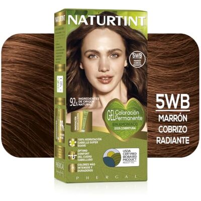 Naturtint Biobased Permanente haarkleur zonder ammoniak, 100% dekking van wit haar, natuurlijke ingrediënten, intensieve kleur, natuurlijk en duurzaam, 5WB koperbruin, 170 ml Naturtint Biobased Permanente haarkleur zonder ammoniak, 100% dekking van wit haar, natuurlijke ingrediënten, intensieve kleur, natuurlijk en duurzaam, 5WB koperbruin, 170 ml