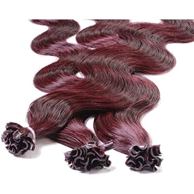 hair2heart Set van 200 hairextensions, echt haar, golvend, 0,5 g, 60 cm, 55/65 lichtbruin, mahoniepaars hair2heart Set van 200 hairextensions, echt haar, golvend, 0,5 g, 60 cm, 55/65 lichtbruin, mahoniepaars