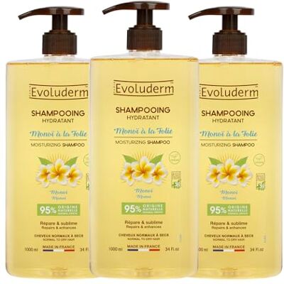 Evoluderm Monoï met Folie Hydraterende Shampoo 1000 ml 95% Natuurlijke Oorsprong Veganistisch Gemaakt in Frankrijk 3 x 1000 ml Evoluderm Monoï met Folie Hydraterende Shampoo 1000 ml 95% Natuurlijke Oorsprong Veganistisch Gemaakt in Frankrijk 3 x 1000 ml