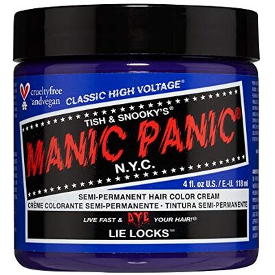 Manic Panic Lie Locks Classic Crème, Veganistisch, Proefdierenvrij, Blauwe Semi-Permanente Haarverf, 118 ml Manic Panic Lie Locks Classic Crème, Veganistisch, Proefdierenvrij, Blauwe Semi-Permanente Haarverf, 118 ml