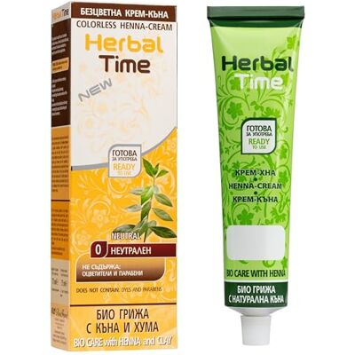 Herbal Time Haarkleurcrème met henna, natuurlijk, met klei, dekt grijs haar, semi-permanent, zonder ammoniak, zonder sulfaten en zonder parabenen, kleurloos nr. 0, 75 ml Soin végétal à l'argile, après-shampooing et soin du cuir chevelu, prêt à l'emploi, Herbal Time Haarkleurcrème met henna, natuurlijk, met klei, dekt grijs haar, semi-permanent, zonder ammoniak, zonder sulfaten en zonder parabenen, kleurloos nr. 0, 75 ml Soin végétal à l'argile, après-shampooing et soin du cuir chevelu, prêt à l'emploi,