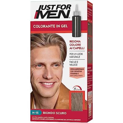 Just for men Gelkleurstof, semi-permanente kleur voor mannenhaar, zonder ammoniak, met keratine en vitamine E, donkerblond, H15 Just for men Gelkleurstof, semi-permanente kleur voor mannenhaar, zonder ammoniak, met keratine en vitamine E, donkerblond, H15