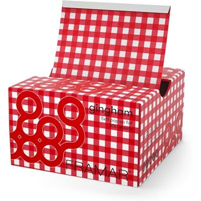 FRAMAR rood geruit highlightsfolie voor kappers – aluminiumfolie voor kappers, aluminiumfolie voor highlights set, haarfolie, highlightsfolie, folie voor lokken – verpakking van 500 stuks FRAMAR rood geruit highlightsfolie voor kappers – aluminiumfolie voor kappers, aluminiumfolie voor highlights set, haarfolie, highlightsfolie, folie voor lokken – verpakking van 500 stuks