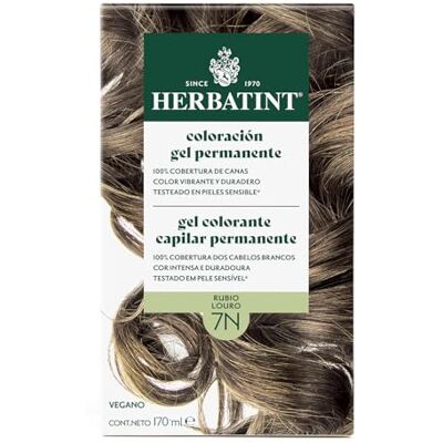 Herbatint Permanente haarkleurgel 7N blond 170 ml ammoniakvrij, 100% witte haardekking veganistische formule met 8 biologische plantenextracten Herbatint Permanente haarkleurgel 7N blond 170 ml ammoniakvrij, 100% witte haardekking veganistische formule met 8 biologische plantenextracten