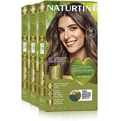 Naturtint Biobased, ammoniakvrije kleuring, 100% dekking van wit haar, plantaardige ingrediënten, natuurlijke en duurzame kleur, 6N donkerblond, 3 stuks Naturtint Biobased, ammoniakvrije kleuring, 100% dekking van wit haar, plantaardige ingrediënten, natuurlijke en duurzame kleur, 6N donkerblond, 3 stuks