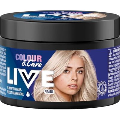 LIVE Schwarzkopf Colour & Care Pearl 5 minuten haarmasker voor kleurbooster en intensieve verzorging in slechts 5 minuten, wasbare haarverf met kokosolie LIVE Schwarzkopf Colour & Care Pearl 5 minuten haarmasker voor kleurbooster en intensieve verzorging in slechts 5 minuten, wasbare haarverf met kokosolie