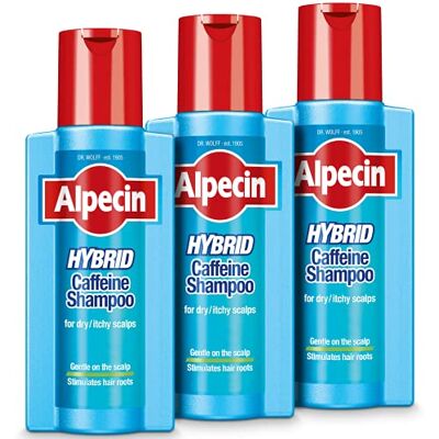 Alpecin Set van 3 hybride shampoos, 250 ml, natuurlijke shampoo voor de groei van gevoelig en droog haar, energizer voor sterk haar, haarverzorging voor mannen, gemaakt in Duitsland Alpecin Set van 3 hybride shampoos, 250 ml, natuurlijke shampoo voor de groei van gevoelig en droog haar, energizer voor sterk haar, haarverzorging voor mannen, gemaakt in Duitsland