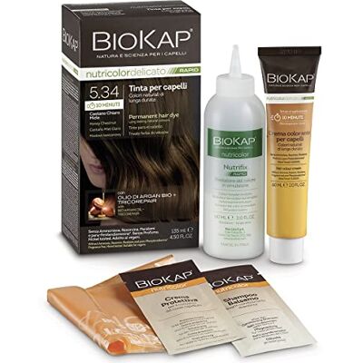 BIOKAP Nutricolor Doux Rapid, haarkleur zonder ammoniak, maakt het haar zacht, haarkleur met 10 minuten aanbrengen, 135 ml (5,34 lichtbruin honing) BIOKAP Nutricolor Doux Rapid, haarkleur zonder ammoniak, maakt het haar zacht, haarkleur met 10 minuten aanbrengen, 135 ml (5,34 lichtbruin honing)