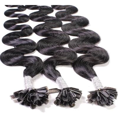 hair2heart Extensions echt haar bondings gegolfd 25 strengen 0,5 g 60 cm natuurlijk zwart hair2heart Extensions echt haar bondings gegolfd 25 strengen 0,5 g 60 cm natuurlijk zwart