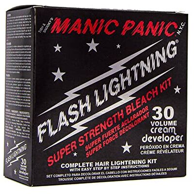 Manic Panic Flash Lightning Bleach Kit, Removes Natural Shade & Lightens Hair, Complete Hair Lightning Kit 30 Volume Cream Developer Manic Panic Flash Lightning Bleach Kit, Removes Natural Shade & Lightens Hair, Complete Hair Lightning Kit 30 Volume Cream Developer