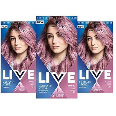 LIVE Schwarzkopf Color Lightener Plus, twist, paars, Kiss 105, 3 stuks LIVE Schwarzkopf Color Lightener Plus, twist, paars, Kiss 105, 3 stuks