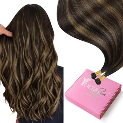 YoungSee 14 Inch Balayage Haarverlenging Koudliggende Nano Ring Extensies van echt haar Ombre Donkerbruin Gemengd met Middelbruin Remy Haarverlengingslussen Tie en Dye 50g. YoungSee 14 Inch Balayage Haarverlenging Koudliggende Nano Ring Extensies van echt haar Ombre Donkerbruin Gemengd met Middelbruin Remy Haarverlengingslussen Tie en Dye 50g.