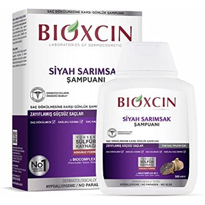 BIOXCIN Zwarte knoflookshampoo 300 ml – versterkende shampoo tegen haaruitval met 100% zwarte knoflookextract voor een gezonde en sterke groei BIOXCIN Zwarte knoflookshampoo 300 ml – versterkende shampoo tegen haaruitval met 100% zwarte knoflookextract voor een gezonde en sterke groei